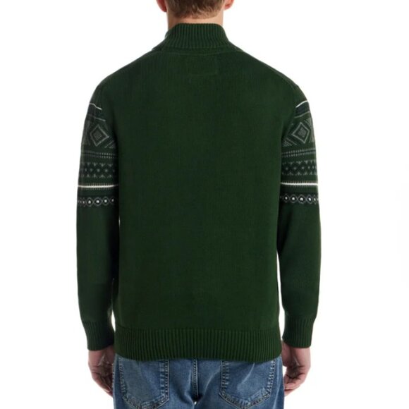 NWT Weatherproof Vintage Men's 1/4 Zip Holiday Cotton Heavyweight Sweater, Green - Picture 4 of 5